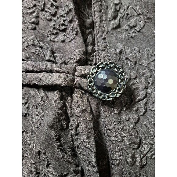 URU Jacket Top X- Large Black Lagenlook  Asian Boho Crinkles Flowy Lightweight - Picture 3 of 9